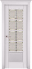 Фото Дверь Лондон ВАЙТ (600мм, ПОС, мателюкс осветленный с фацетом, 2000мм, 40мм, натуральный массив дуба, вайт, )
