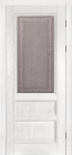 Фото Дверь Аристократ № 2 ольха БЕЛАЯ ЭМАЛЬ (800мм, ПОС, каленое с узором, 2000мм, 40мм, натуральный массив ольхи, белая эмаль, )