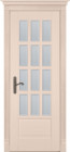 Фото Дверь Лондон структ. КРЕМ (800мм, ПОС, мателюкс осветленный с фацетом, 2000мм, 40мм, массив дуба DSW структурир., крем, )