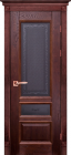Фото Дверь Аристократ № 3 ольха МАХАГОН (800мм, ПОС, каленое с узором, 2000мм, 40мм, натуральный массив ольхи, махагон, )