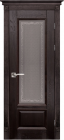 Фото Дверь Аристократ № 4 ольха ВЕНГЕ (900мм, ПОС, каленое с узором, 2000мм, 40мм, натуральный массив ольхи, венге, )