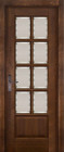 Фото Дверь Лондон АНТИЧНЫЙ ОРЕХ (600мм, ПОС, мателюкс осветленный с фацетом, 2000мм, 40мм, натуральный массив дуба, античный орех, )