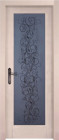 Фото Дверь Витраж КРЕМ (900мм, ПОС, каленое с узором, 2000мм, 40мм, натуральный массив ольхи, крем, )