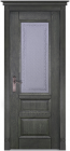 Фото Дверь Аристократ № 2 ольха ЭЙВОРИ БЛЕК (800мм, ПОС, каленое с узором, 2000мм, 40мм, натуральный массив ольхи, эйвори блек, )