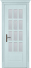Фото Дверь Лондон СКАЙ (800мм, ПОС, мателюкс осветленный с фацетом, 2000мм, 40мм, натуральный массив дуба, скай, )