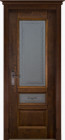Фото Дверь Аристократ № 3 АНТИЧНЫЙ ОРЕХ (900мм, ПОС, каленое с узором, 2000мм, 40мм, натуральный массив дуба, античный орех, )