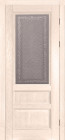 Фото Дверь Аристократ № 2 КРЕМ (800мм, ПОС, каленое с узором, 2000мм, 40мм, натуральный массив дуба, крем, )