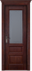 Фото Дверь Аристократ № 2 ольха МАХАГОН (700мм, ПОС, каленое с узором, 2000мм, 40мм, натуральный массив ольхи, махагон, )
