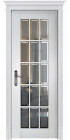 Фото Дверь Британия БЕЛАЯ ЭМАЛЬ (700мм, ПОС, мателюкс осветленный с фацетом, 2000мм, 40мм, натуральный массив дуба, белая эмаль, )