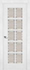 Фото Дверь Лондон-2 ольха БЕЛАЯ ЭМАЛЬ (600мм, ПОС, мателюкс осветленный с фацетом, 2000мм, 40мм, натуральный массив ольхи, белая эмаль, )