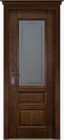 Фото Дверь Аристократ № 2 АНТИЧНЫЙ ОРЕХ (900мм, ПОС, каленое с узором, 2000мм, 40мм, натуральный массив дуба, античный орех, )