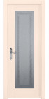 Фото Дверь Хай-Тек № 2 КРЕМ (600мм, ПОС, каленое с узором, 2000мм, 40мм, натуральный массив дуба, крем, )