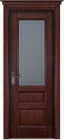 Фото Дверь Аристократ № 2 МАХАГОН (600мм, ПОС, каленое с узором, 2000мм, 40мм, натуральный массив дуба, махагон, )