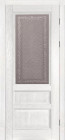 Фото Дверь Аристократ № 2 ВАЙТ (600мм, ПОС, каленое с узором, 2000мм, 40мм, натуральный массив дуба, вайт, )