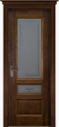 Фото Дверь Аристократ № 3 ольха АНТИЧНЫЙ ОРЕХ (600мм, ПОС, каленое с узором, 2000мм, 40мм, натуральный массив ольхи, античный орех, )