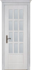 Фото Дверь Лондон ВАЙТ (900мм, ПОС, мателюкс осветленный с фацетом, 2000мм, 40мм, натуральный массив дуба, вайт, )