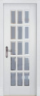 Фото Дверь Лондон-2 структ. БЕЛАЯ ЭМАЛЬ (800мм, ПОС, мателюкс осветленный с фацетом, 2000мм, 40мм, массив дуба DSW структурир., белая эмаль, )