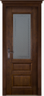 Фото Дверь Аристократ № 2 ольха АНТИЧНЫЙ ОРЕХ (800мм, ПОС, каленое с узором, 2000мм, 40мм, натуральный массив ольхи, античный орех, )