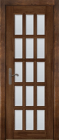 Фото Дверь Лондон-2 ольха АНТИЧНЫЙ ОРЕХ (900мм, ПОС, мателюкс осветленный с фацетом, 2000мм, 40мм, натуральный массив ольхи, античный орех, )