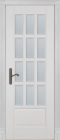 Фото Дверь Лондон ольха БЕЛАЯ ЭМАЛЬ (800мм, ПОС, мателюкс осветленный с фацетом, 2000мм, 40мм, натуральный массив ольхи, белая эмаль, )
