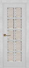 Фото Дверь Лондон-2 структ. БЕЛАЯ ЭМАЛЬ (600мм, ПОС, мателюкс осветленный с фацетом, 2000мм, 40мм, массив дуба DSW структурир., белая эмаль, )