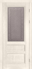 Фото Дверь Аристократ № 2 структ. СЛОНОВАЯ КОСТЬ  (800мм, ПОС, каленое с узором, 2000мм, 40мм, массив дуба DSW структурир., слоновая кость, )