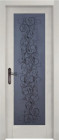 Фото Дверь Витраж ГРЕЙ (600мм, ПОС, каленое с узором, 2000мм, 40мм, натуральный массив ольхи, грей, )