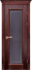Фото Дверь Аристократ № 5 МАХАГОН (600мм, ПОС, каленое с узором, 2000мм, 40мм, натуральный массив дуба, махагон, )
