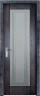 Фото Дверь Хай-Тек № 2 ВЕНГЕ (600мм, ПОС, каленое с узором, 2000мм, 40мм, натуральный массив дуба, венге, )