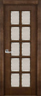 Фото Дверь Лондон-2 ольха АНТИЧНЫЙ ОРЕХ (600мм, ПОС, мателюкс осветленный с фацетом, 2000мм, 40мм, натуральный массив ольхи, античный орех, )