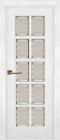 Фото Дверь Лондон-2 БЕЛАЯ ЭМАЛЬ (600мм, ПОС, мателюкс осветленный с фацетом, 2000мм, 40мм, натуральный массив дуба, белая эмаль, )