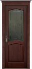 Фото Дверь Лео МАХАГОН (900мм, ПОС, мателюкс графит фрезерованное, 2000мм, 40мм, натуральный массив ольхи, махагон, )