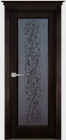 Фото Дверь Витраж ВЕНГЕ (700мм, ПОС, каленое с узором, 2000мм, 40мм, натуральный массив ольхи, венге, )