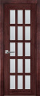 Фото Дверь Лондон-2 ольха МАХАГОН (800мм, ПОС, мателюкс осветленный с фацетом, 2000мм, 40мм, натуральный массив ольхи, махагон, )