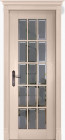 Фото Дверь Британия КРЕМ (900мм, ПОС, мателюкс осветленный с фацетом, 2000мм, 40мм, натуральный массив дуба, крем, )