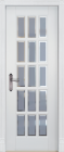 Фото Дверь Лондон-2 ольха БЕЛАЯ ЭМАЛЬ (800мм, ПОС, мателюкс осветленный с фацетом, 2000мм, 40мм, натуральный массив ольхи, белая эмаль, )