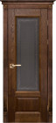Фото Дверь Аристократ № 4 АНТИЧНЫЙ ОРЕХ (700мм, ПОС, каленое с узором, 2000мм, 40мм, натуральный массив дуба, античный орех, )